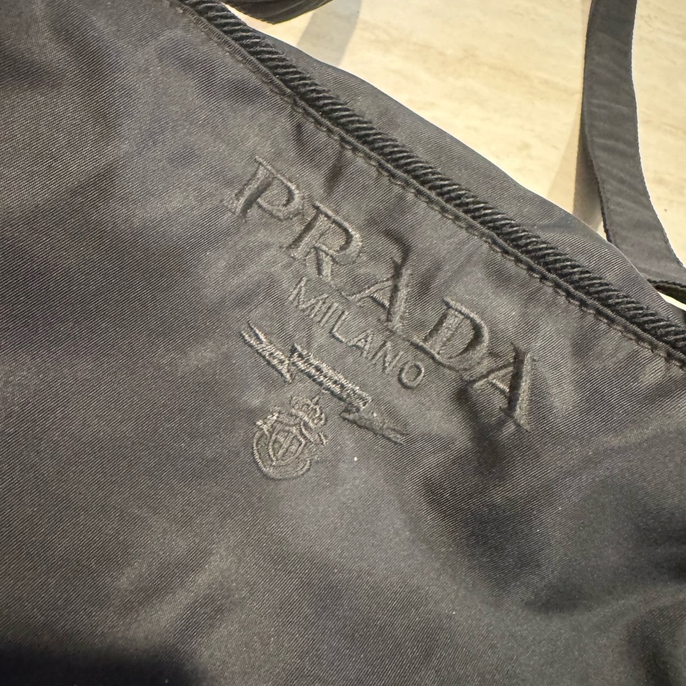 PRADA Vintage Tessuto Tassel Black Silver Hardware Nylon Beaded Handbag Tote‎ - Picture 12 of 14